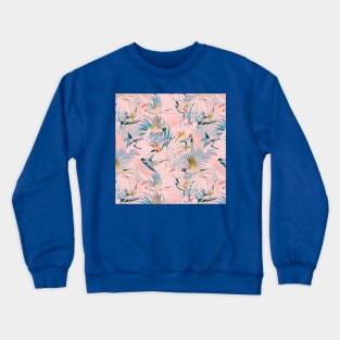 Pinky, Sunny Boho Birds / Pink, Blue, Yellow Crewneck Sweatshirt